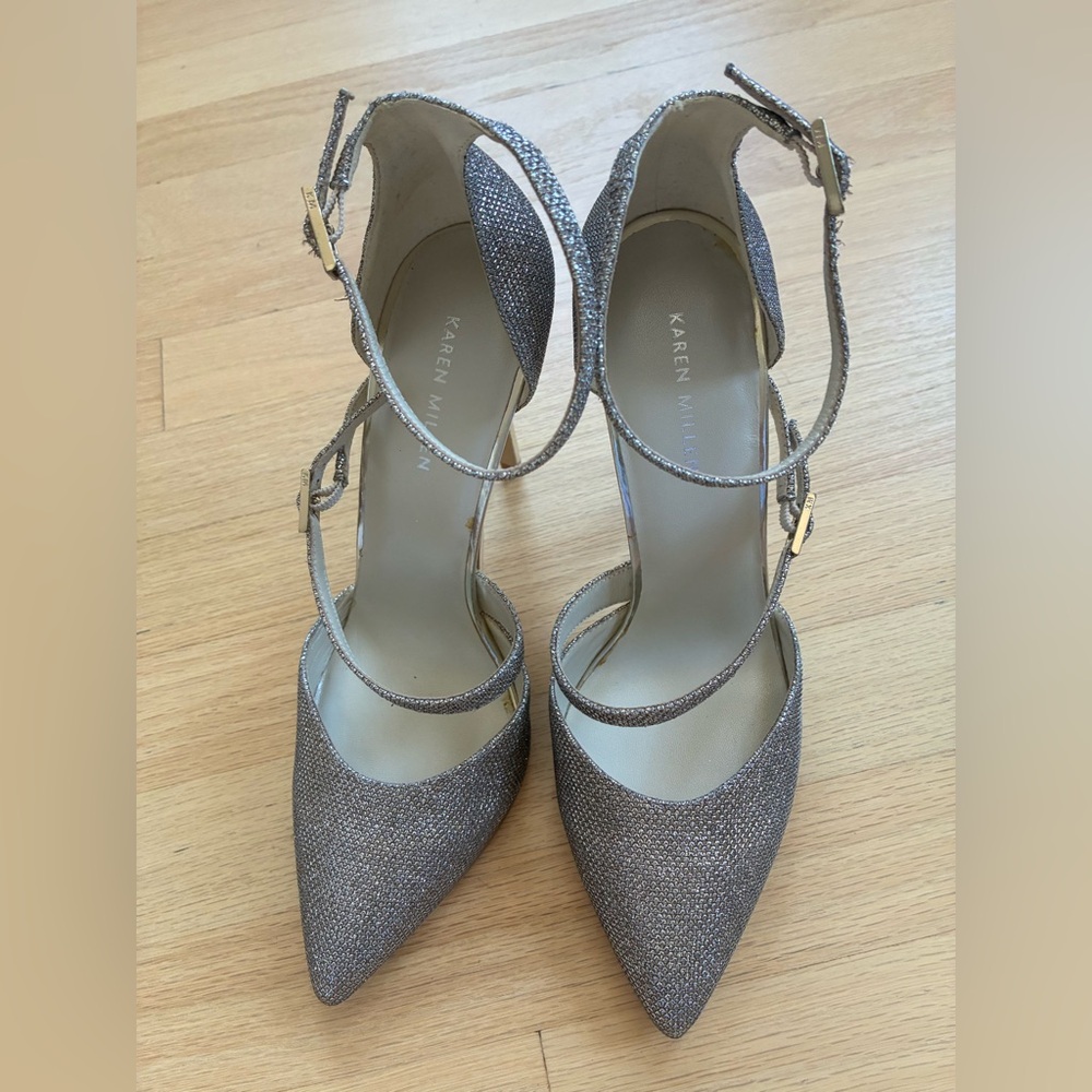 Karen Millen Gold Sparkle Heels Sz 41
